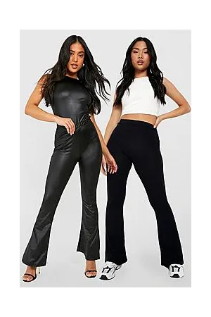 Boohoo Petite 2 Pack Wet Look Flare Trouser