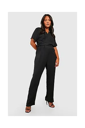 Boohoo Plus Woven Wrap Detail Tapered Jumpsuit