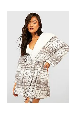 Boohoo Christmas Fairisle Fleece Dressing Gown