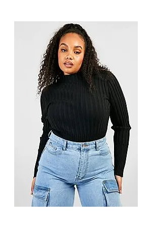 Boohoo Plus Two Tone Knit High Neck Jumper