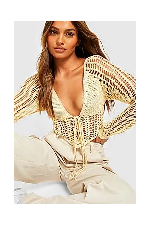 Boohoo Lace Up Halterneck Crochet Corset