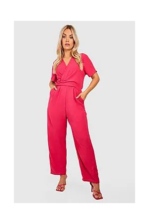 Boohoo Plus Woven Wrap Detail Tapered Jumpsuit