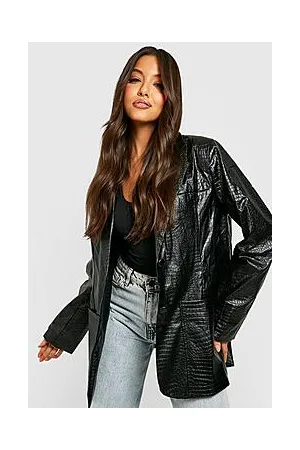 Boohoo Mock Croc Leather Look Blazer