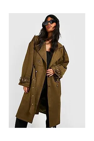 Boohoo Super Oversized Faux Suede Trench Coat