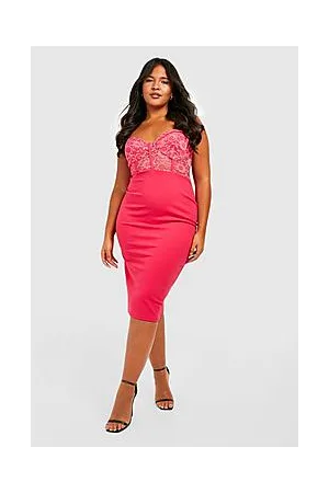 Boohoo Plus Lace Bandeau Midi Dress