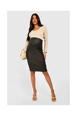 Boohoo Maternity Leather Look Midi Skirt