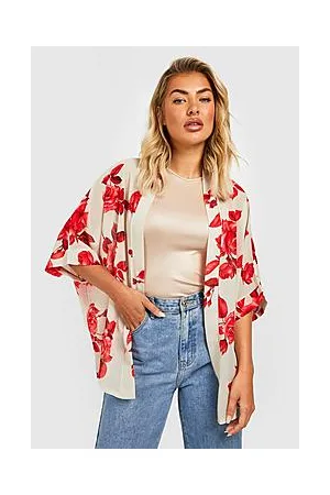 Boohoo Rose Print Chiffon Kimono