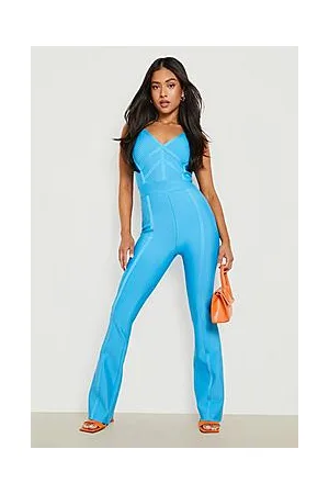Boohoo Petite Bandage Seam Detail Flare Leg Jumpsuit