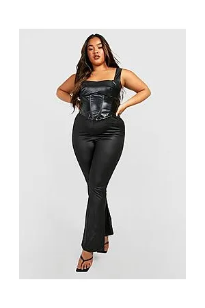 Boohoo Plus Pu Split Flared Legging