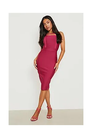 Boohoo Petite Bandage Square Neck Cut Out Midi Dress