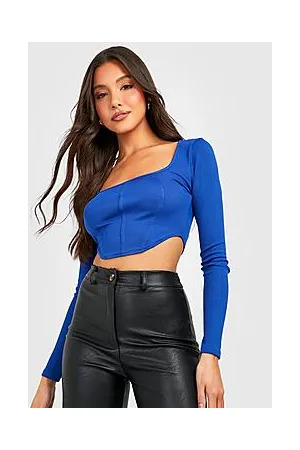 Boohoo Rib Corset Long Sleeve Top