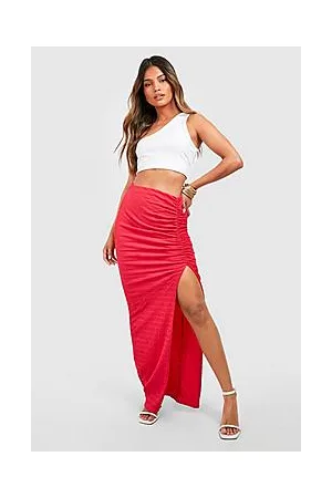 Boohoo Crinkle High Thigh Split Maxi Skirt