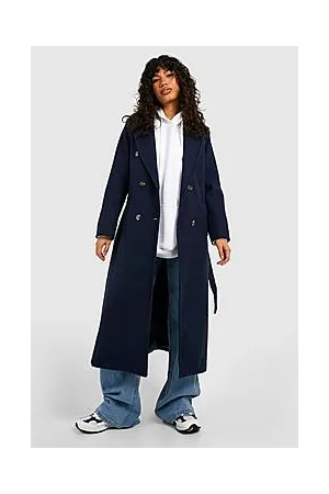 Boohoo Longline Double Breasted Belted Coat