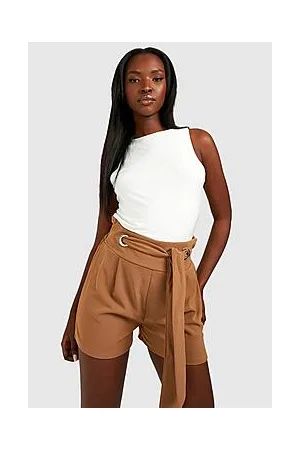 Boohoo Belted Eyelet Tailored Shorts