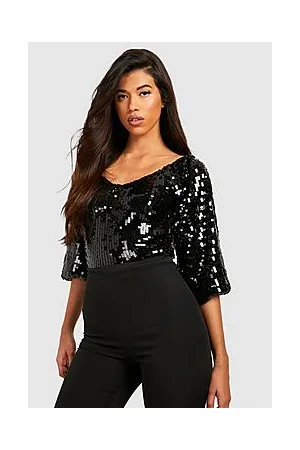 Boohoo Tall Sweetheart Neck Sequin Bodysuit