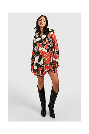 Boohoo The Printed Wrap Dress
