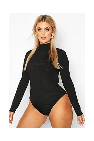 Boohoo Plus Jumbo Ribbed High Neck Bodysuit