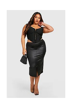 Boohoo Plus Pu Midi Skirt
