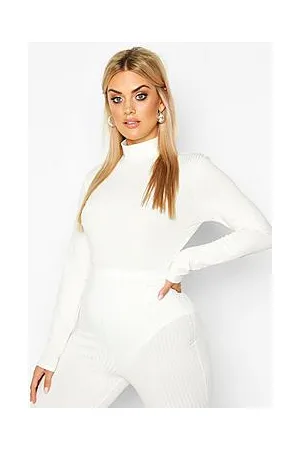 Boohoo Plus Jumbo Ribbed High Neck Bodysuit