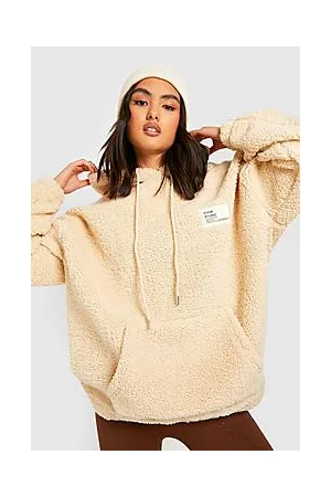Boohoo Premium Borg Woven Label Oversized Hoodie