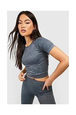Boohoo Seamless Acid Wash Short Sleeve Gym Crop Top