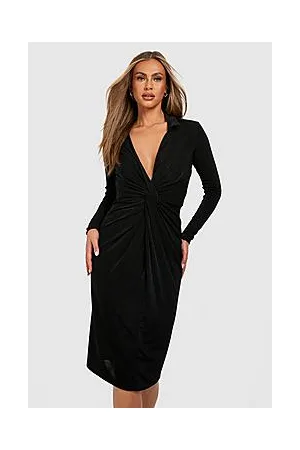 Boohoo Acetate Slinky Twist Detail Wrap Dress