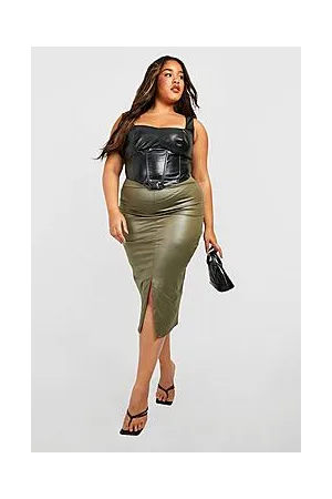 Boohoo Plus Pu Midi Skirt