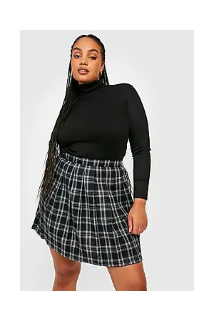 Boohoo Plus Check Pleated Tennis Skirt
