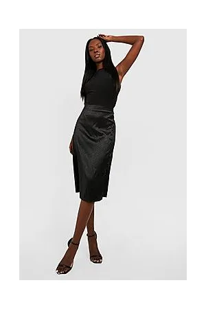 Boohoo Jacquard Satin Buttoned Midi Skirt