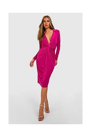 Boohoo Acetate Slinky Twist Detail Wrap Dress