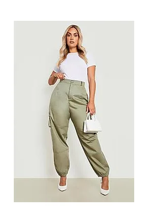 Boohoo Plus High Waisted Woven Pocket Cargo Trousers