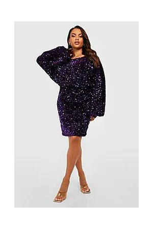 Boohoo Plus Oversized Blouson Sleeve Sequin Mini Dress