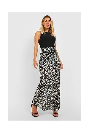 Boohoo Leopard Chiffon Maxi Skirt