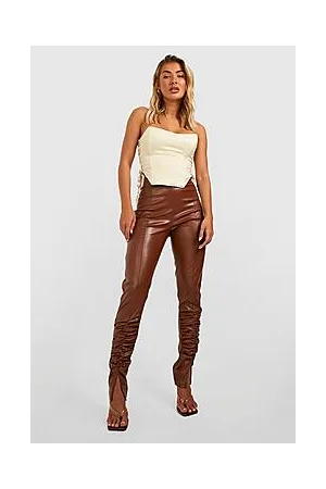 Boohoo Mix & Match Leather Look Ruched Leggings