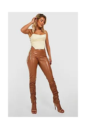 Boohoo Mix & Match Leather Look Ruched Leggings