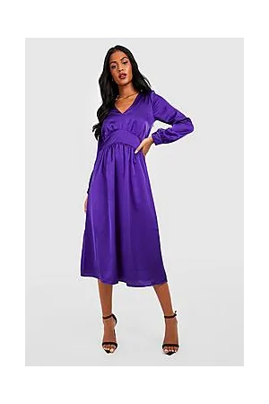 Boohoo Tall Satin Volume Sleeve Midi Dress