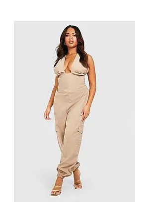 Boohoo Plus Corset Cargo Lace Back Woven Jumpsuit