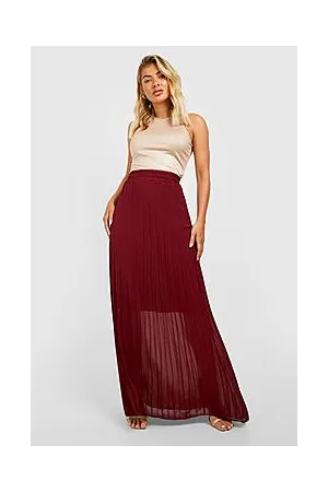 Boohoo Chiffon Pleated Maxi Skirt