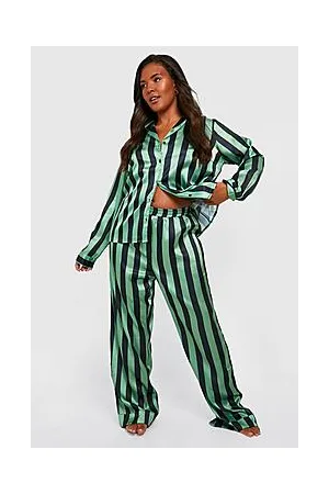 Boohoo Plus Stripe Pj Trouser Set