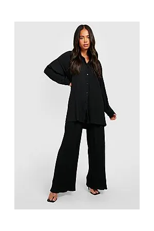Boohoo Petite Paperbag Waist Plisse Trouser