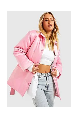 Boohoo Satin Collar Detail Padded Coat