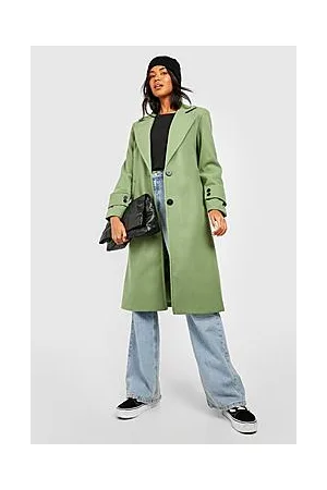 Boohoo Wool Look Oversized Cuff Detail Coat