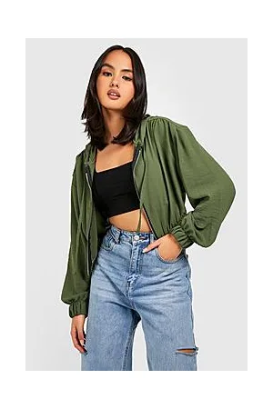 Boohoo Hooded Woven Bomber Jacket