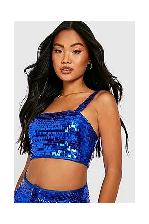 Boohoo Petite Sequin Square Neck Crop Top