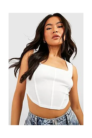 Boohoo Wide Strap Square Neck Rib Corset Top