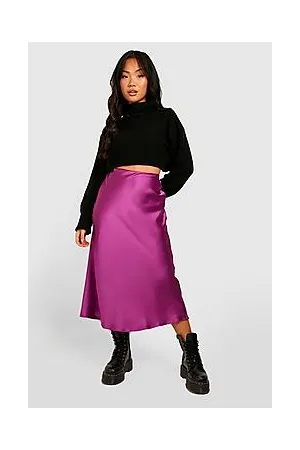Boohoo Petite Satin Bias Midaxi Slip Skirt
