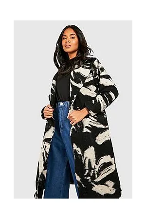 Boohoo Oversized Abstract Print Wool Look Coat