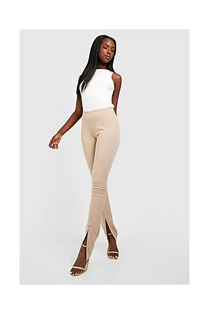 Boohoo High Waisted Split Front Skinny Flared Trousers