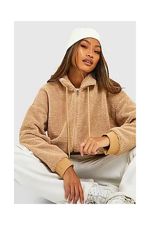 Boohoo Teddy Faux Fur Funnel Neck Detail Bomber