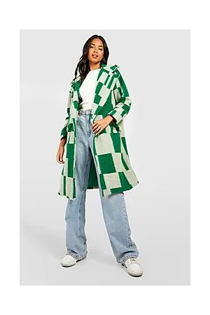 Boohoo Oversized Check Print Wool Look Coat